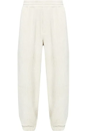 Emporio Armani Broeken, Heren, Wit, L, Katoen, Witte Corduroy Pull-On Broek