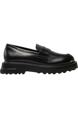 Moschino Schoenen, Dames, Zwart, 38 EU, Leer, Zwarte Platte Schoenen Moderne Stijl