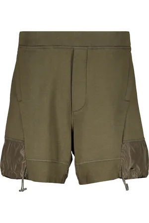 Dsquared2 Korte broeken, Heren, Groen, M, Katoen, Maxi Print Sweatshorts met Technische Stof