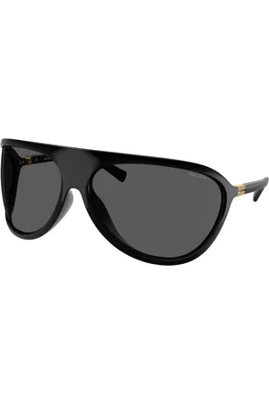Miu Miu Accessoires, Dames, Zwart, ONE Size, Shield Zonnebril Eclectische Stijl