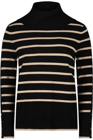 Betty Barclay Truien, Dames, Zwart, 3Xl, Gestreepte Gebreide Trui met Kraag