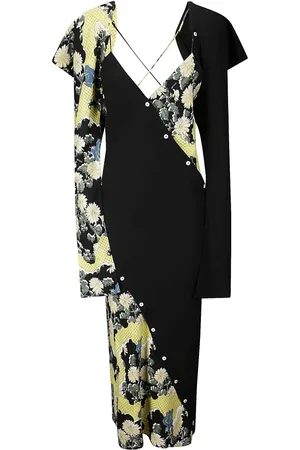 SETCHU Kleedjes, Dames, Veelkleurig, M, Origami Zijde Print Jurk