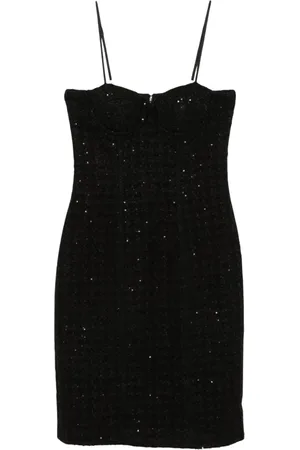 ROTATE Kleedjes, Dames, Zwart, XS, Midi Bouclé Jurk