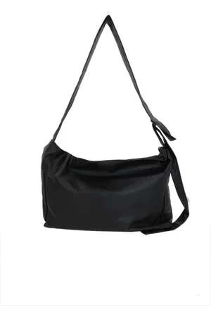 YOHJI YAMAMOTO Tassen, Dames, Zwart, ONE Size, Leer, Zwarte leren crossbody tas met rits