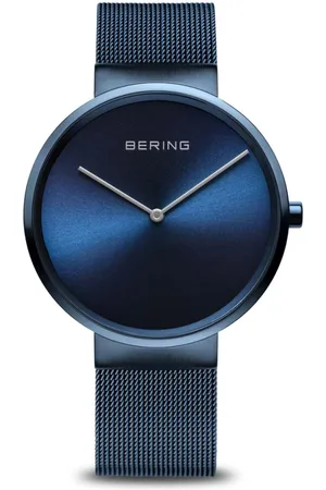 Bering Accessoires, unisex, Blauw, ONE Size, Klassiek Unisex Horloge Saffierglas, Roestvrij Staal, Blauw 14539-397