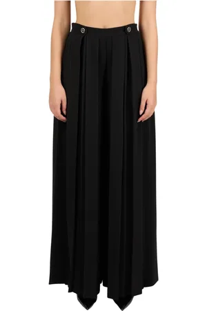 Twin-Set Broeken, Dames, Zwart, M, Polyester, Wijde Pijp Crêpe Palazzo Broek