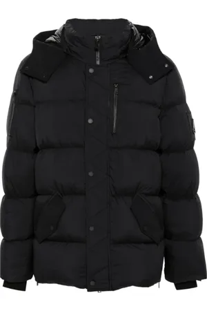 Moose Knuckles Jassen, Heren, Zwart, S, Zwarte donsjas met zijritsen