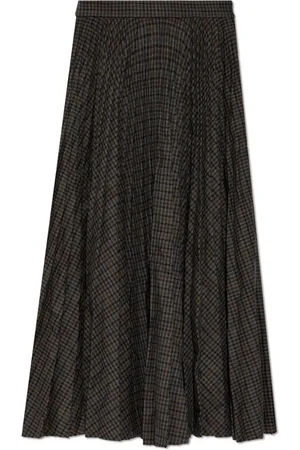 Balenciaga Rokken, Dames, Grijs, S, Wol, Geplooide rok met ruitpatroon