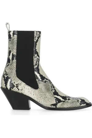 Khaite Schoenen, Dames, , 40 EU, Leer, Python leren laarzen met vierkante neus