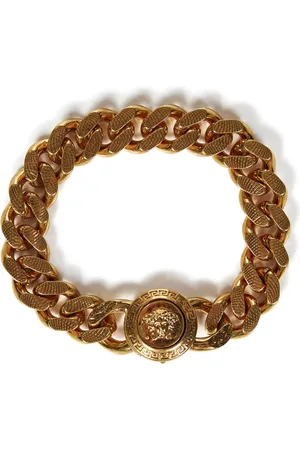 VERSACE Accessoires, Heren, Geel, M, Gouden Kettingarmband met Medusa Sluiting