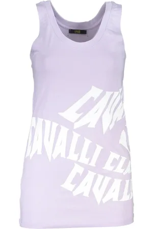 Roberto Cavalli Tops, Dames, Paars, S, Katoen, Elegante Paarse Tank Top