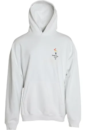 Balenciaga Sweatshirts & Hoodies, Heren, Wit, L, Katoen, Witte Torch Hoodie Sweater