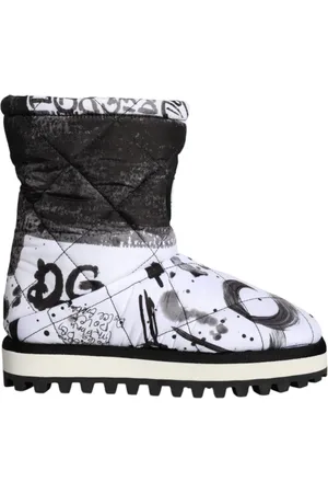 Dolce & Gabbana Schoenen, Dames, Veelkleurig, 37 EU, Polyester, Logo Print Mid Calf Laarzen