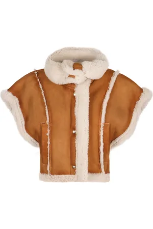 Halfboy Jassen, Dames, Bruin, S, Leer, Schapenvacht Gevoerde Leren Jas