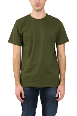 Dondup Tops, Heren, Groen, L, Katoen, Jersey T-shirt met geborduurde achterkant