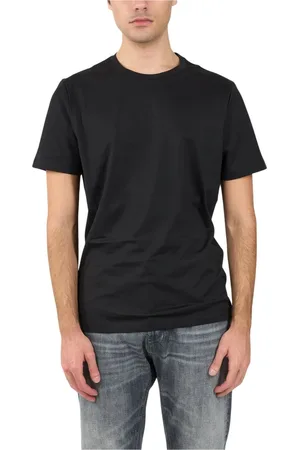 Dondup Tops, Heren, Zwart, L, Katoen, Jersey T-shirt met geborduurde achterkant
