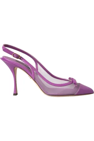 Dolce & Gabbana Schoenen, Dames, Paars, 39 EU, Leer, Paarse Mesh Slingback Pumps