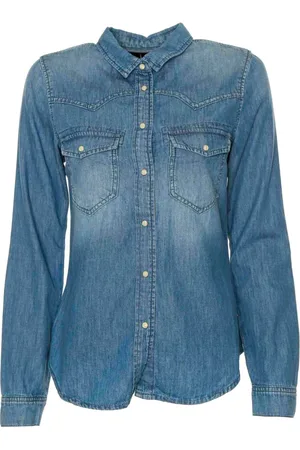Le Temps des Cerises Blouses & Shirts, Dames, Blauw, S, Denim, Western Style Denim Overhemd Juanita
