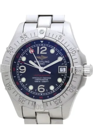 Breitling Pre-owned Pre-owned, Heren, Blauw, ONE Size, Pre-owned Stainless Steel watches