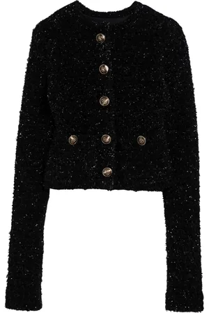 Balenciaga Truien, Dames, Zwart, M, Korte Cardigan Trui