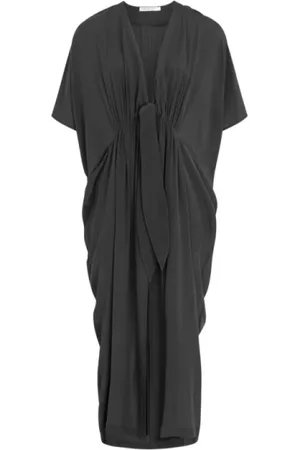 MARE DI LATTE Kleedjes, Dames, Zwart, ONE Size, Zijden V-hals Caftan Jurk