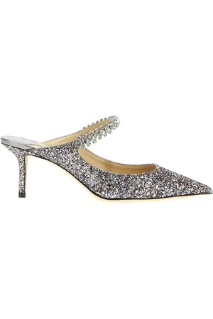 Jimmy Choo Schoenen, Dames, Grijs, 37 EU, Leer, Zilveren Glitter Pumps Verhoog Stijl