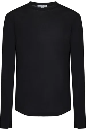 James Perse Tops, Heren, Zwart, L, Katoen, Zwarte longsleeve T-shirt voor heren