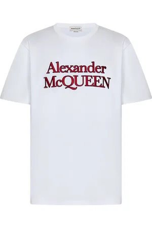 Alexander McQueen Tops, Heren, Wit, S, Katoen, Wit Loose-Fit Katoenen T-Shirt