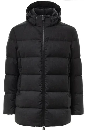 HERNO Jassen, Heren, Zwart, L, Wol, Gewatteerde Jas met Capuchon