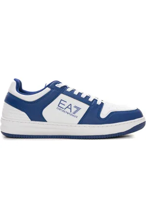 EA7 Schoenen, Heren, Blauw, 44 EU, Polyester, Logo Sneakers met Contrastdetails
