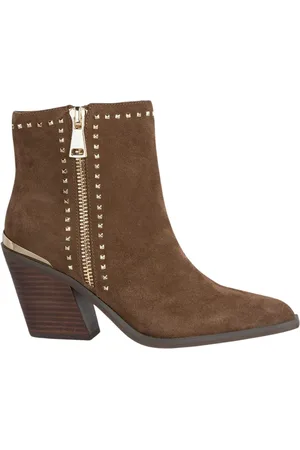 Alma en Pena Schoenen, Dames, Bruin, 39 EU, Leer, Enkellaarzen met hak en studs