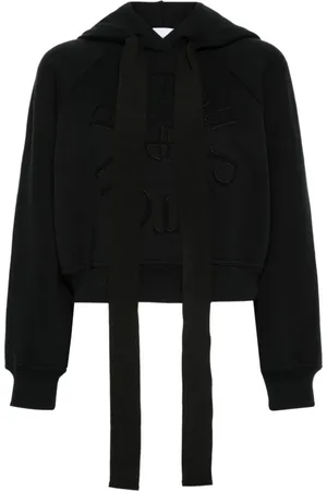 Patou Sweatshirts & Hoodies, Dames, Zwart, S, Katoen, Zwarte trui met capuchon en logo