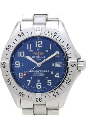 Breitling Pre-owned Pre-owned, Heren, Blauw, ONE Size, Pre-owned Stainless Steel watches