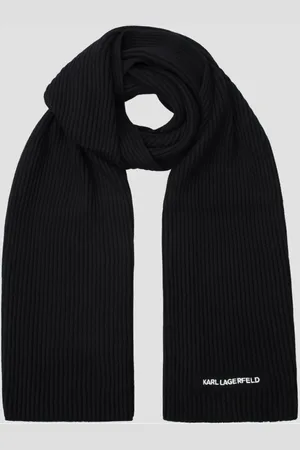 Karl Lagerfeld Accessoires, Heren, Zwart, ONE Size, Katoen, Geruite sjaal met logoborduursel