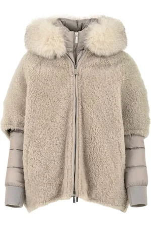 MOORER Jassen, Dames, Bruin, S, Luxe Bontafgezette Pufferjas