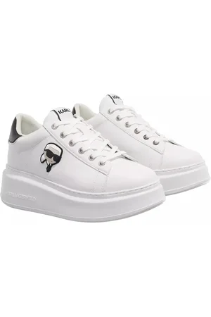 Karl Lagerfeld Schoenen, Dames, Wit, 39 EU, Leer, Witte Lace Loafer met Logo Details