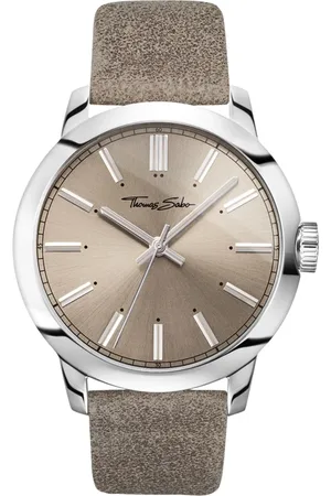 Thomas Sabo Accessoires, Heren, Grijs, ONE Size, Herenhorloge Rebel at heart 46 mm Leren Band Wa 0313-273-214-46 MM