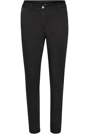 Kaffe Broeken, Dames, Zwart, 3Xl, Katoen, Zwarte Rivet Pant Lang