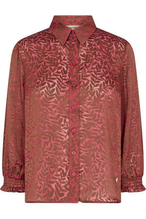 Mos Mosh Blouses & Shirts, Dames, Roze, XS, Leer, Bloemenprint shirt met smock-details