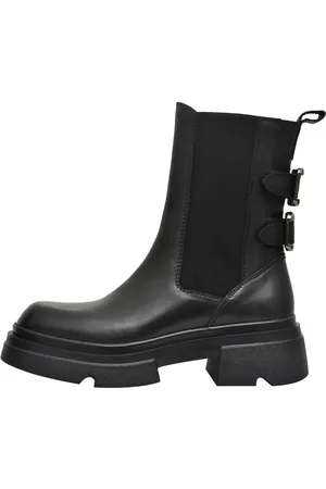 Emanuélle vee Schoenen, Dames, Zwart, 36 EU, Leer, Zwarte Bikerlaarzen voor Vrouwen