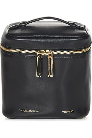 Victoria Beckham Tassen, Dames, Zwart, ONE Size, Leer, Zwarte leren schoudertas met gouden details