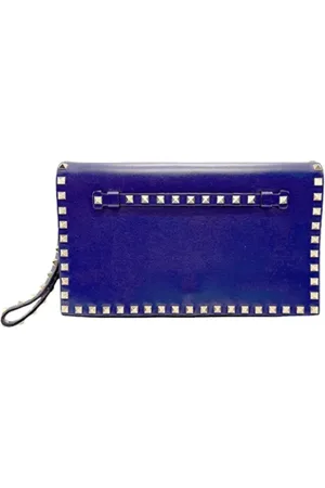 VALENTINO Pre-owned, Dames, Blauw, ONE Size, Pre-owned Leather clutches