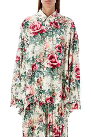JUNYA WATANABE Blouses & Shirts, Dames, Veelkleurig, S, Wol, Bloemenprint Oversized Button-Up Shirt