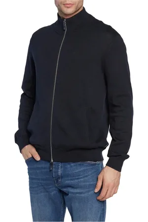 Armani Exchange Sweatshirts & Hoodies, Heren, Blauw, L, Blauwe trui met knoopsluiting