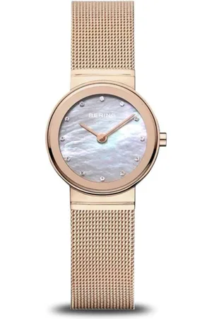 Bering Accessoires, Dames, Geel, ONE Size, Dameshorloge Classic 26 mm Armband Roestvrij Staal Roségoud Glanzend 10126-366