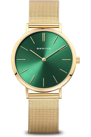 Bering Accessoires, Dames, Geel, ONE Size, Dameshorloge Classic 34 mm Armband Milanese 14134-338