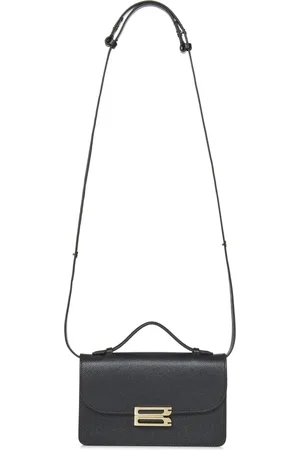 Victoria Beckham Tassen, Dames, Zwart, ONE Size, Leer, Zwarte leren schoudertas met B-gesp