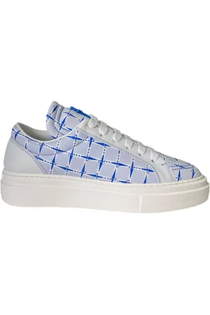 Paciotti Schoenen, Heren, Blauw, 41 EU, Witte leren sneaker met blauwe dolkprint