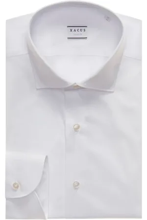 Xacus Overhemden, Heren, Wit, S, Katoen, Klassieke Katoenen Stretch Overhemd Lange Mouw