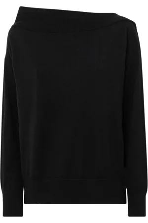 ALPHA STUDIO Truien, Dames, Zwart, L, Asymmetrische Boothals Lange Mouw Top
